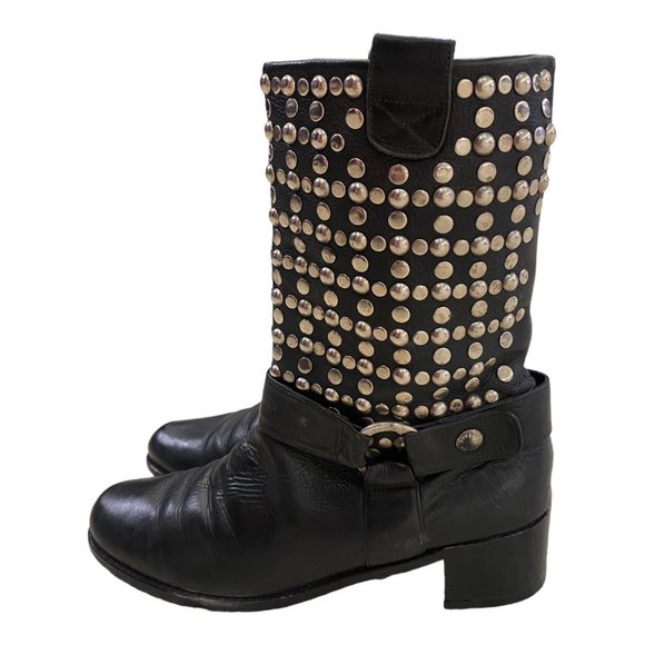Stuart Weitzman Studded Moto Boots - Picture 1 of 11